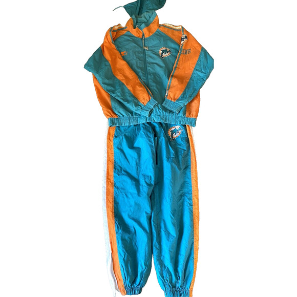 Miami Dolphins 90s STARTER Track Suit jacket pants windbreaker L XL teal NFL vtg - Picture 5 of 10